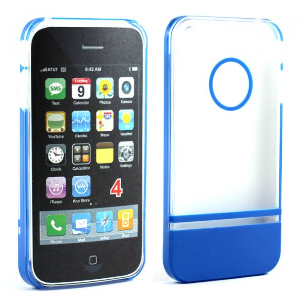 Wholesale iPhone 4 4S Two Tone Case (ClearBlue)
